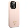 Image de CG MOBILE Guess Coque en Silicone Liquide avec Ligne Brillante et Logo Triangulaire en métal avec Protection Anti-Rayures et Protection supplémentaire Compatible avec iPhone 14 Pro (Rose)