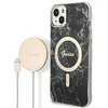 Image de Guess Bundle GUBPP14MHMEACSK Coque et Chargeur iPhone 14 Plus 6,7" Noir Coque Rigide marbre