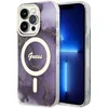Image de Guess Coque arrière Compatible Golden Marble MagSafe - Apple iPhone 14 Pro (6.1") - Violet