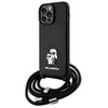 Image de Karl Lagerfeld KLHCP14XSAKCPSK Coque rigide pour iPhone 14 Pro Max 6,7" Noir Crossbody Saffiano Metal Pin Karl & Choupette