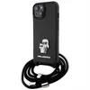 Image de KARL LAGERFELD KLHCP15SSAKCPSK Coque pour iPhone 15 6,1" Coque Rigide Noir Crossbody Saffiano Metal Pin Karl & Choupette