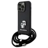 Image de KARL LAGERFELD KLHCP15LSAKCPSK Coque Rigide pour iPhone 15 Pro 6,1" Noir Crossbody Saffiano Metal Pin Karl & Choupette