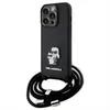 Image de KARL LAGERFELD KLHCP15XSAKCPSK Coque Rigide pour iPhone 15 Pro Max 6,7" Noir Crossbody Saffiano Metal Pin Karl & Choupette