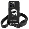 Image de KARL LAGERFELD KLHCP15SSCBSKNK Coque pour iPhone 15 6.1" hardcase Noir Bandoulière Silicone Ikonik