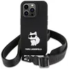 Image de KARL LAGERFELD KLHCP15SSCBSCNK Coque pour iPhone 15 6,1" hardcase Noir Bandoulière Silicone Choupette
