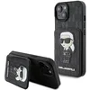 Image de KARL LAGERFELD KLHCP15SSAKKNSCK Coque pour iPhone 15 6.1" Noir étui Rigide Saffiano emplacements pour Cartes et Support Monogramme Ikonik Patch