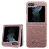 Image de Guess GUHCZF5HGGSHP F731 Coque Rigide pour Z Flip5 Rose Paillettes Script