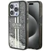 Image de Guess GUHCP15LLFCSEGK Coque pour iPhone 15 Pro 6,1" Noir Coque Rigide Liquide Paillettes Rayures Dorées