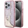 Image de Guess GUHCP15LLFCSEGP Coque pour iPhone 15 Pro 6,1" Rose Coque Rigide Liquide Paillettes Or Rayures