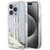 Image de GUESS GUHCP15LLFCSEGT Coque pour iPhone 15 Pro 6,1" Transparente Rigide Liquide Paillettes Rayures Dorées