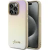 Image de Guess GUHCP14LPSAIRSD Coque pour iPhone 14 Pro 6,1 Pouces Doré Coque Rigide Saffiano Irisé Script
