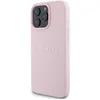 Image de GUESS CG Coque de téléphone portable conçue pour iPhone 16 Pro Max, durable, résistante aux chocs, compatible avec MagSafe, anneau doré grainé en polyuréthane, rose