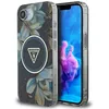 Image de CG Mobile Guess IML Metal Glitter Flowers Triangle Compatible avec MagSafe Coque pour iPhone 16e (Noir)