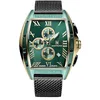 Image de Montignac   Montre Homme Quartz   Boîtier Tonneau Doré 53,7x45 mm   Cadran Vert Finitions Dorées   Bracelet Maille Milanaise Noir   Étanchéité 50 m - Accessoire Homme - Modèle MOW801