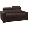 Image de Vente-unique - Canapé 3 Places Convertible Express en Tissu Marron - Couchage Lattes Larges 140 cm - Matelas 22 cm avec mémoire de Forme