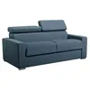 Image de Vente-unique - Canapé 3 Places Convertible Express en Tissu Bleu - Couchage 140 cm - Matelas 22 cm avec mémoire de Forme Vizir