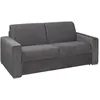 Image de Vente-unique - Canapé 3 Places Convertible Express en Velours Anthracite - Couchage Lattes Larges 140 cm - Matelas 22 cm avec mémoire de Forme CALITO