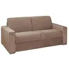 Image de Vente-unique - Canapé 3 Places Convertible Express en Velours Beige - Couchage Lattes Larges 140 cm - Matelas 22 cm avec mémoire de Forme CALITO
