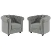 Image de Vente-unique - Lot de 2 Fauteuils Chesterfield - Velours Gris Clair
