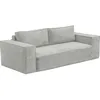 Image de Vente-unique - Canapé 3 Places Convertible Express en Velours côtelé Gris - Couchage 140 cm - Matelas 13 cm avec mémoire de Forme - Amelia