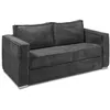 Image de Vente-unique - Canapé 3 Places Convertible Express en Velours côtelé Gris Anthracite - Couchage à Lattes Larges 140 cm - Matelas 22 cm avec mémoire de Forme Loreto