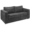 Image de Vente-unique - Canapé 3 Places Convertible Express en Velours côtelé Gris Anthracite - Couchage 140 cm - Matelas 22 cm avec mémoire de Forme Loreto