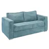 Image de Vente-unique - Canapé 3 Places Convertible Express en Velours côtelé Bleu Turquoise - Couchage 140 cm - Matelas 22 cm avec mémoire de Forme Loreto