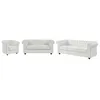 Image de Vente-unique - Ensemble canapé et Fauteuil Relax - Blanc - 6 Places - Chesterfield