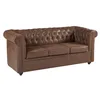 Image de Vente-unique - Canapé 3 Places Convertible en Microfibre Aspect Cuir Vieilli Chesterfield