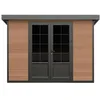Image de Vente-unique - Abri de Jardin en Bois Composite 28 mm Aspect Naturel foncé 10,43 m² - HAZELTON