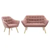 Image de Vente-unique - Canapé 2 Places et Fauteuil en Tissu Rose chiné Caserta
