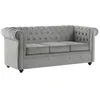 Image de Vente-unique - Canapé 3 Places Convertible en Velours Gris Clair Chesterfield