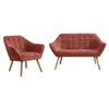 Image de Vente-unique - Canapé 2 Places et Fauteuil en Tissu texturé Terracotta Caserta