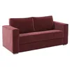 Image de Vente-unique - Canapé 3 Places Convertible Express en Tissu Chenille Bordeaux - Couchage à Lattes Larges 140 cm - Matelas 22 cm avec mémoire de Forme Loreto