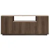 Image de Vente-unique - Buffet avec 4 Portes et 1 étagére - Naturel foncé et Effet travertin Beige - LOTULA