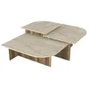 Image de Vente-unique - Tables Basses gigognes - Effet travertin Beige et Naturel foncé - OMELINA