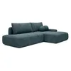 Image de Vente-unique - Canapé d'angle Droit Ouvert Convertible en Tissu texturé Bleu DAVISO