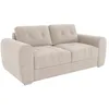 Image de Vente-unique - Canapé 3 Places Convertible Express en Tissu Beige - Couchage à Lattes Larges 140 cm - Matelas 22 cm avec mémoire de Forme - BOLIPO