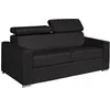Image de Vente-unique - Canapé 3 Places Convertible Express en Cuir de Buffle Noir - Couchage à Lattes Larges 140 cm - Matelas 22 cm avec mémoire de Forme