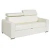 Image de Vente-unique - Canapé 3 Places Convertible Express en Cuir de Buffle Blanc - Couchage à Lattes Larges 140 cm - Matelas 22 cm avec mémoire de Forme