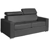 Image de Vente-unique - Canapé 3 Places Convertible Express en Cuir de Buffle Gris - Couchage à Lattes Larges 140 cm - Matelas 14 cm