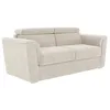 Image de Vente-unique - Canapé 3 Places Convertible Express en Tissu texturé Beige - Couchage à Lattes Larges 140 cm - Matelas 22 cm avec mémoire de Forme - RIZORA