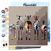 Image de Figured'Art Mini Peinture par Numéro Adulte 20x20cm avec cadre Zèbres de dos - Petit Format Kit de Loisir Créatif DIY Numéro d'Art Complet