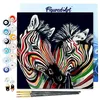 Image de Figured'Art Mini Peinture par Numéro Adulte 20x20cm avec cadre Couple de Zèbres colorés - Petit Format Kit de Loisir Créatif DIY Numéro d'Art Complet