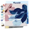 Image de Figured'Art Mini Peinture par Numéro Adulte 20x20cm avec cadre Ambiance bleutée de Fleurs - Petit Format Kit de Loisir Créatif DIY Numéro d'Art Complet