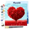 Image de Figured'Art Mini Peinture par Numéro Adulte 20x20cm avec cadre Arbre rouge Coeur - Petit Format Kit de Loisir Créatif DIY Numéro d'Art Complet
