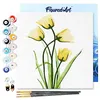 Image de Figured'Art Mini Peinture par Numéro Adulte 20x20cm avec cadre Jolies Fleurs Jaunes - Petit Format Kit de Loisir Créatif DIY Numéro d'Art Complet