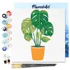 Image de Figured'Art Mini Peinture par Numéro Adulte 20x20cm avec cadre Plante Verte - Petit Format Kit de Loisir Créatif DIY Numéro d'Art Complet