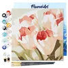 Image de Figured'Art Mini Peinture par Numéro Adulte 20x20cm avec cadre Eclosion de Tulipes - Petit Format Kit de Loisir Créatif DIY Numéro d'Art Complet