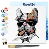 Image de Figured'Art Mini Peinture par Numéro Adulte 20x20cm avec cadre Chien au Cigare - Petit Format Kit de Loisir Créatif DIY Numéro d'Art Complet
